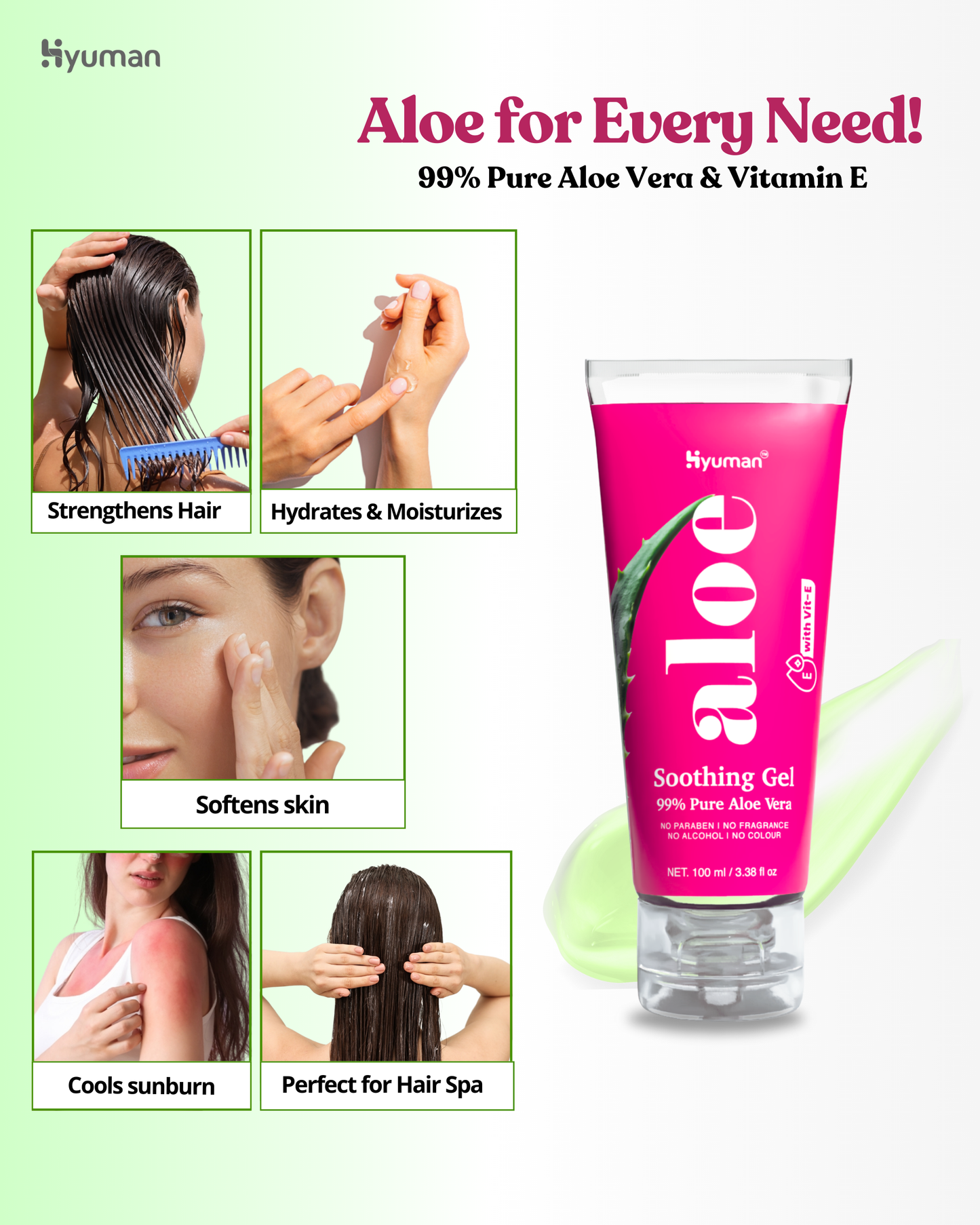Aloe Vera Gel Vit E | 99% Pure Gel for Skin & Hair