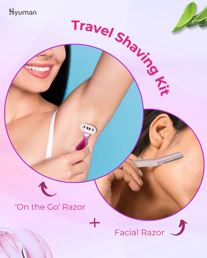 Combo pack of 1 Traveller Body Razor + 1 Face Razor for women