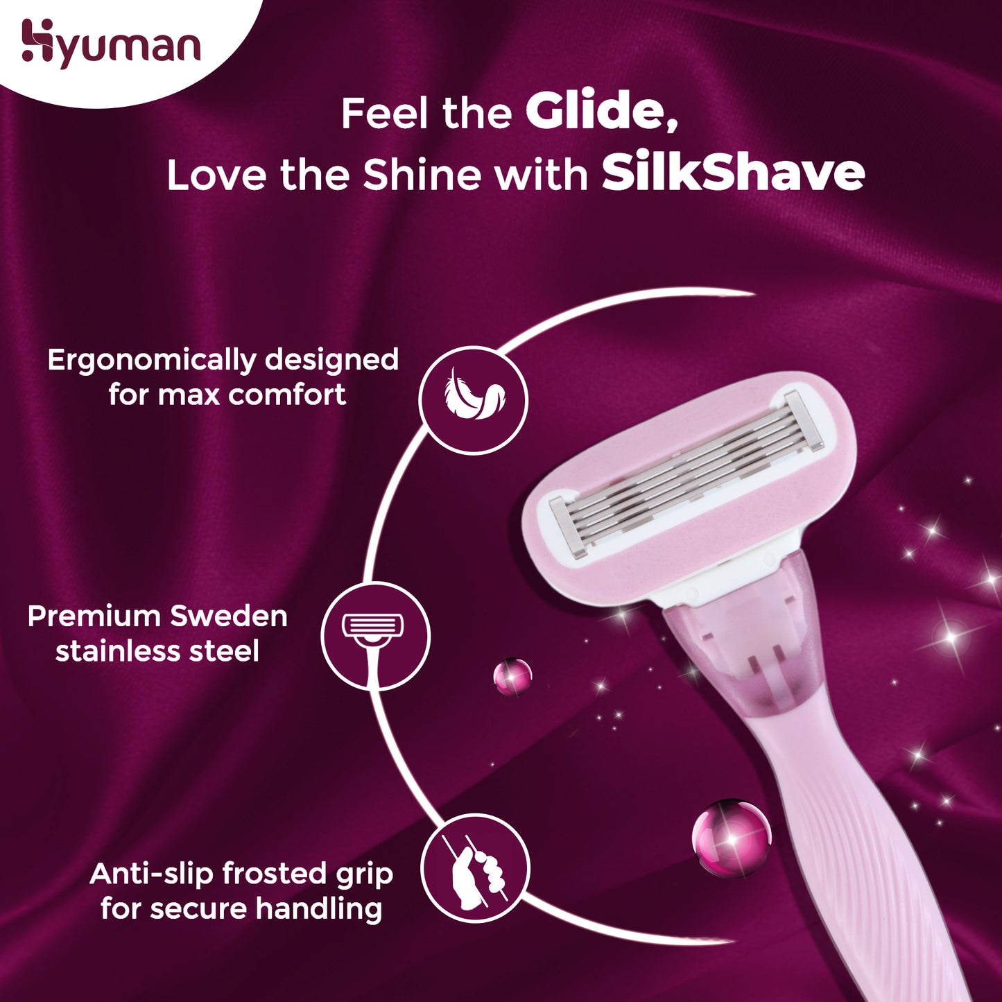 GlowOn 6% AHA BHA Roll-On 40ml & SilkShave Razor for Women