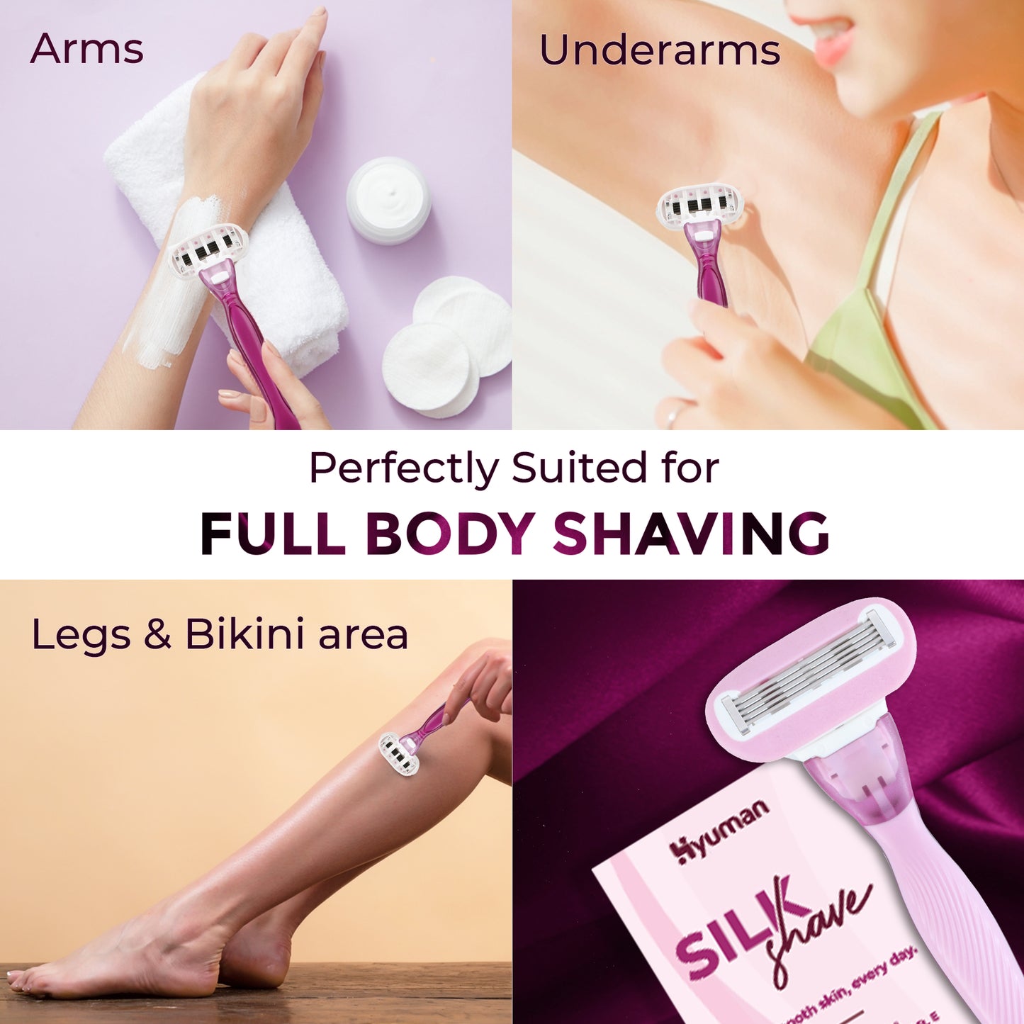 Hyuman SilkShave Body Shaving Razor For Women | 1 Unit