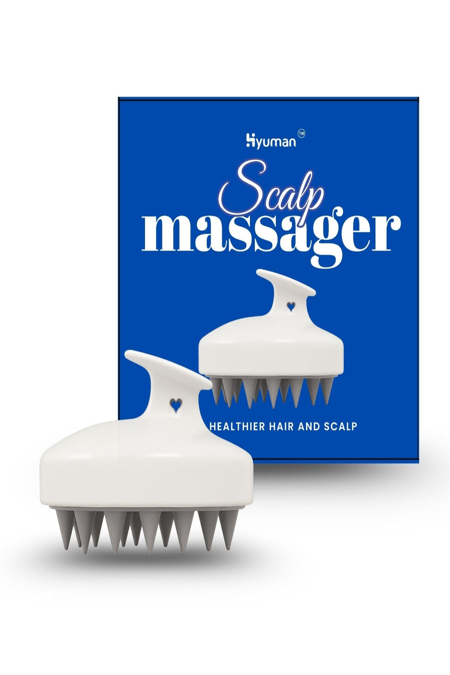 Hyuman Scalp Hair Massager, Shampoo Brush, Soft Silicone Long Bristles, Reduce Dandruff (White, Grey)
