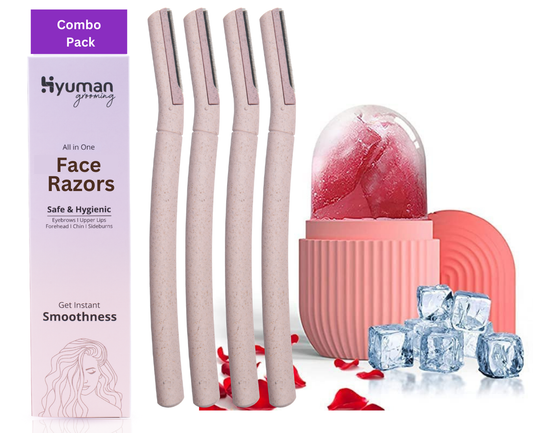 Face Razor + Ice Roller for Face Combo Pack