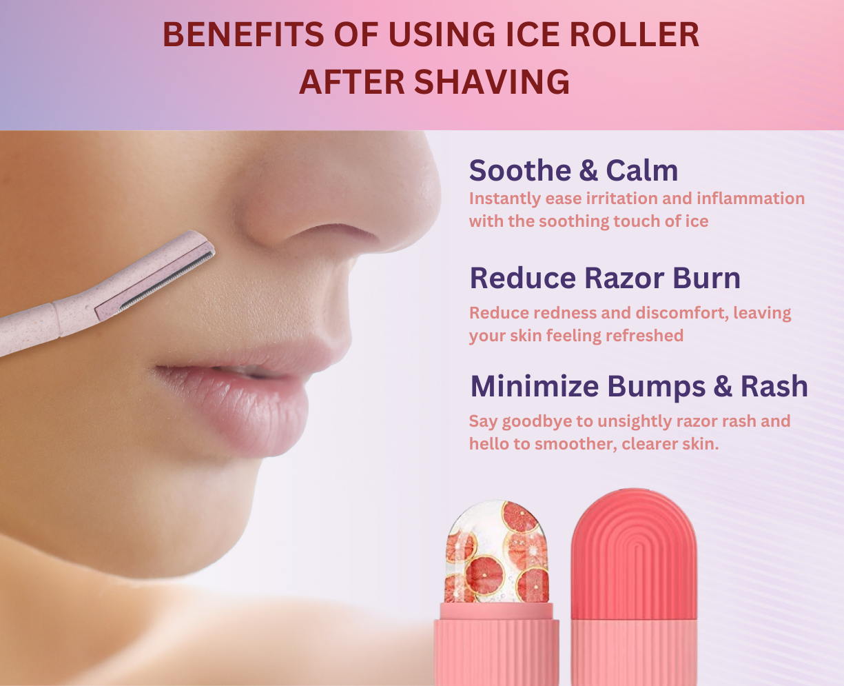 Face Razor + Ice Roller for Face Combo Pack