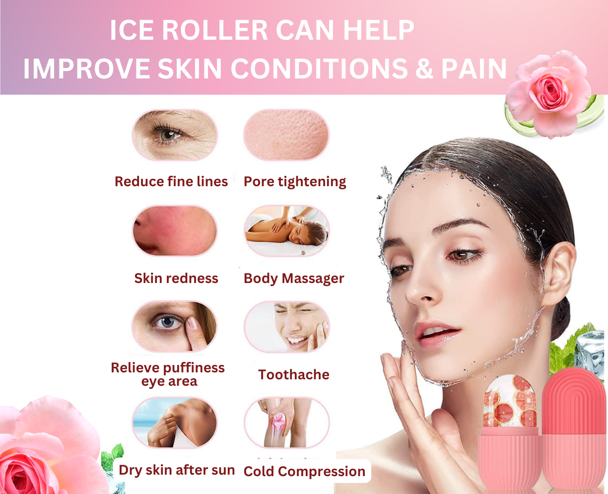 Face Razor + Ice Roller for Face Combo Pack