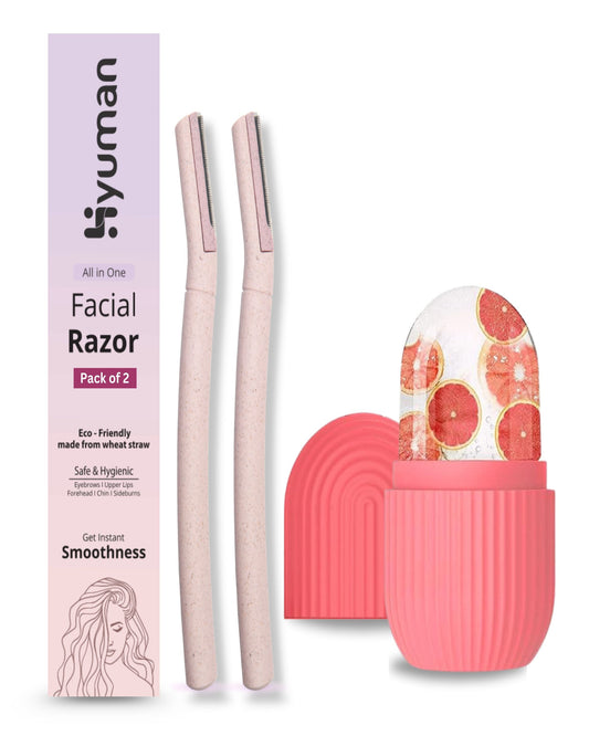Face Razor + Ice Roller for Face Combo Pack