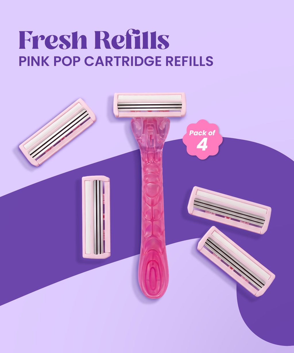 Hyuman Pink Pop Body Razor + 4 Cartridge Refill For Women