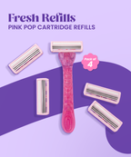 Hyuman Pink Pop Body Razor + 4 Cartridge Refill For Women