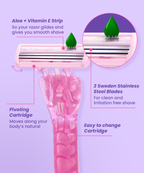 Hyuman Pink Pop Body Razor + 4 Cartridge Refill For Women