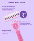 Hyuman Pink Pop Body Razor + 4 Cartridge Refill For Women
