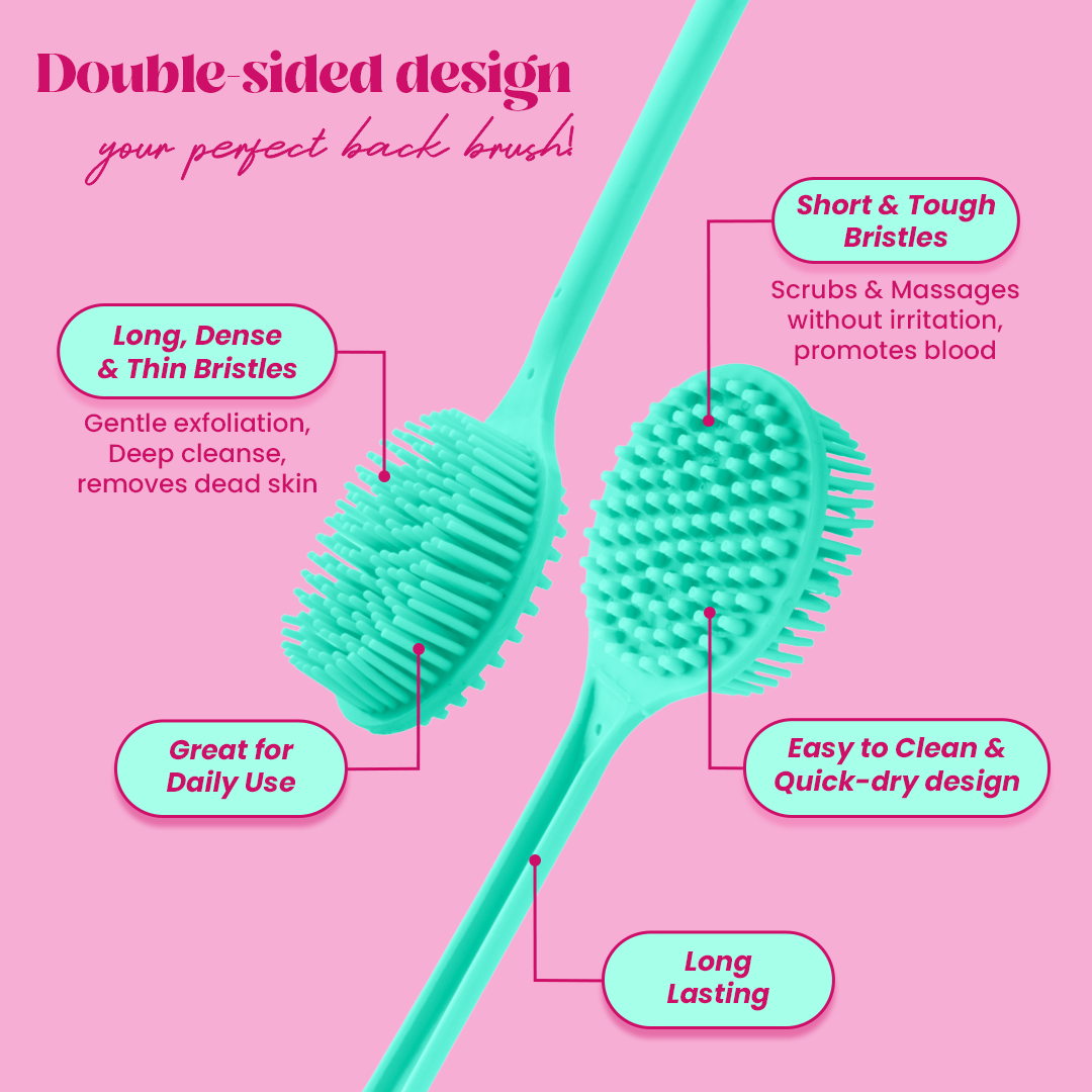 Silicone Back Scrubber Brush | Long Handle Bath Brush