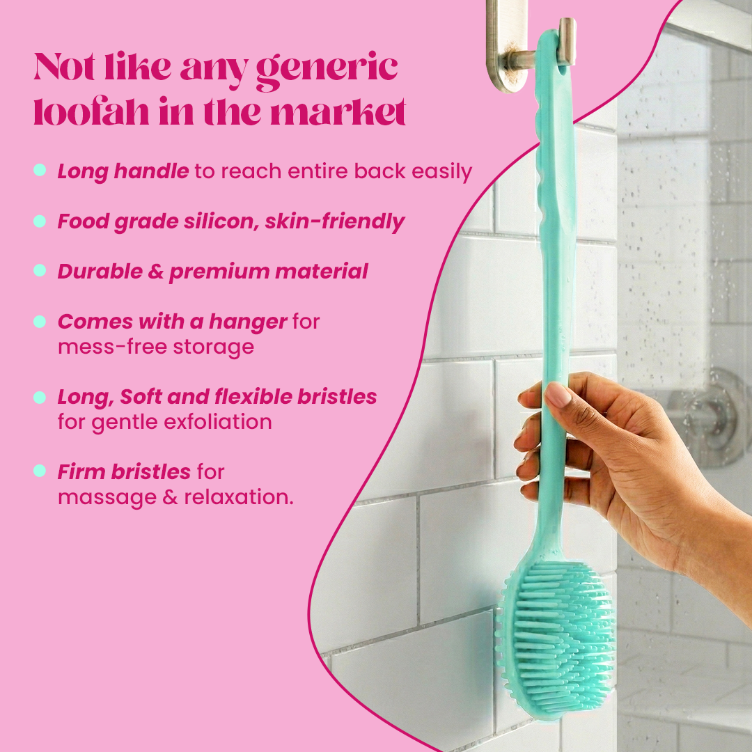 Silicone Back Scrubber Brush | Long Handle Bath Brush