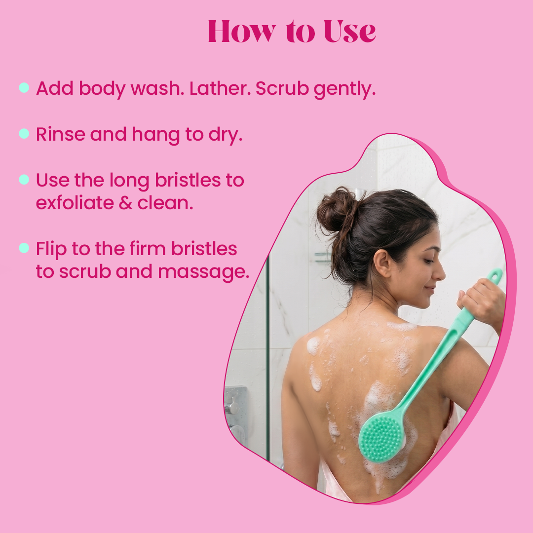 Silicone Back Scrubber Brush | Long Handle Bath Brush