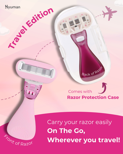 Hyuman Traveller Body Shaving Razor for women |Free Razor case | Travel-friendly mini razor | 1 Unit