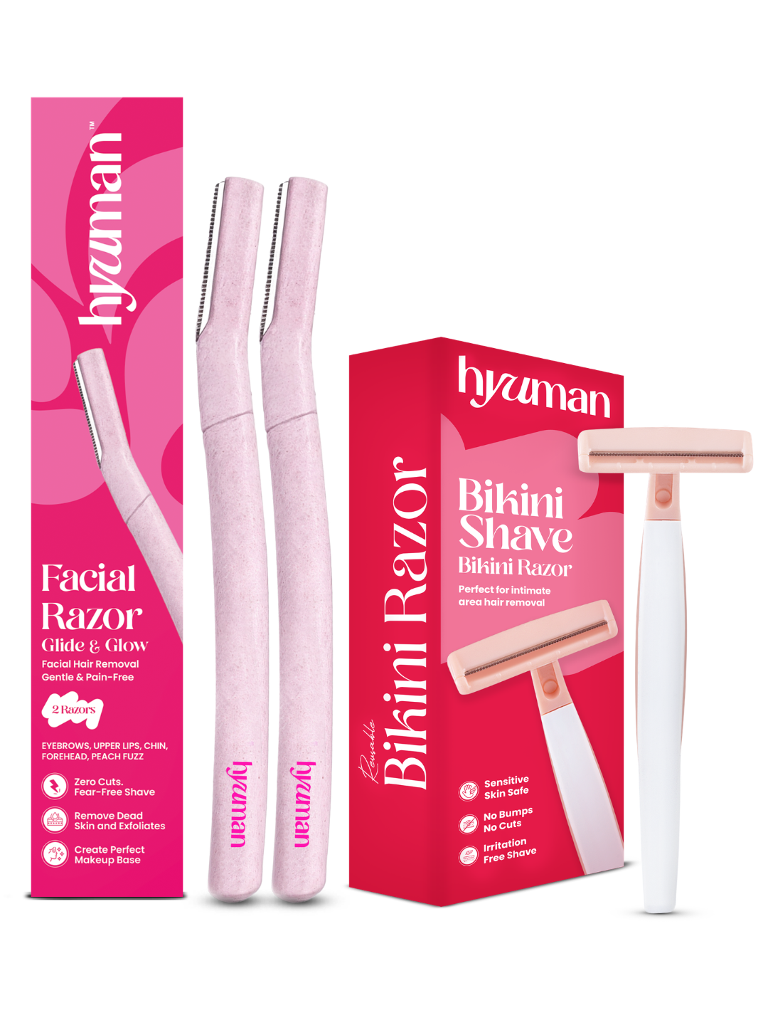 Face Razor Pack of 2 + Bikini Razor Hair Removal Combo
