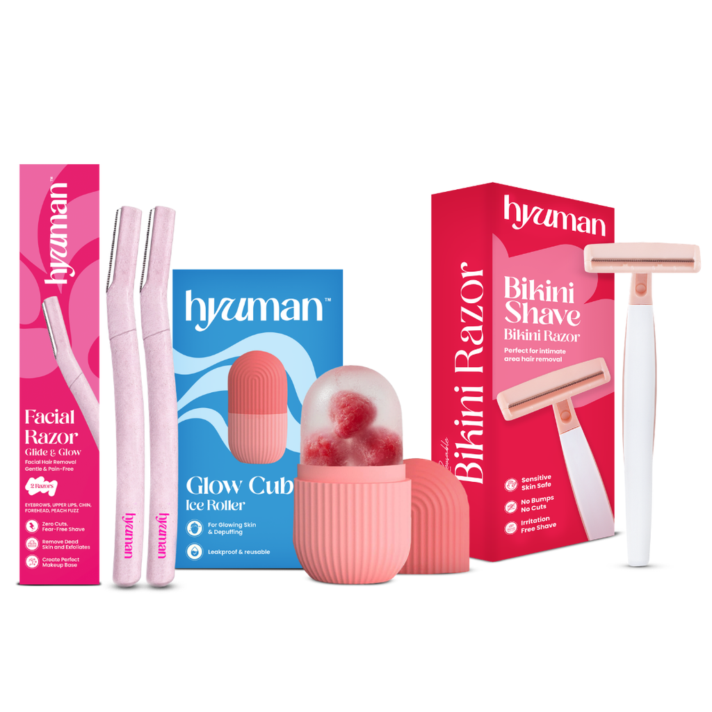 Face Razor + Ice Roller + Bikini Razor Combo Set of 3