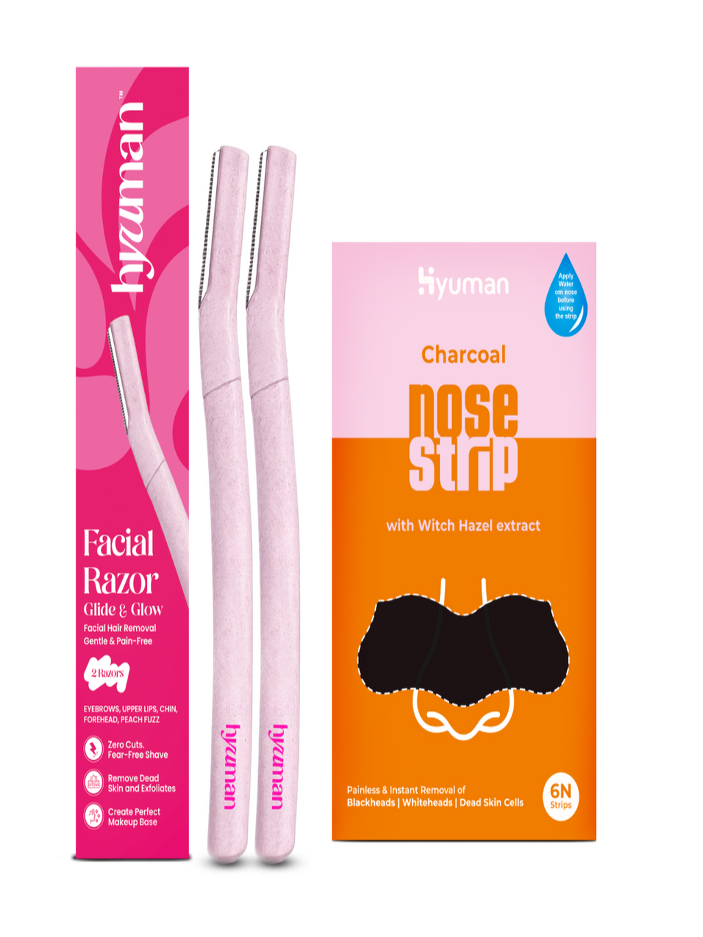 Face Razor Pack of 2 + Nose Strips Pack of 6 Combo