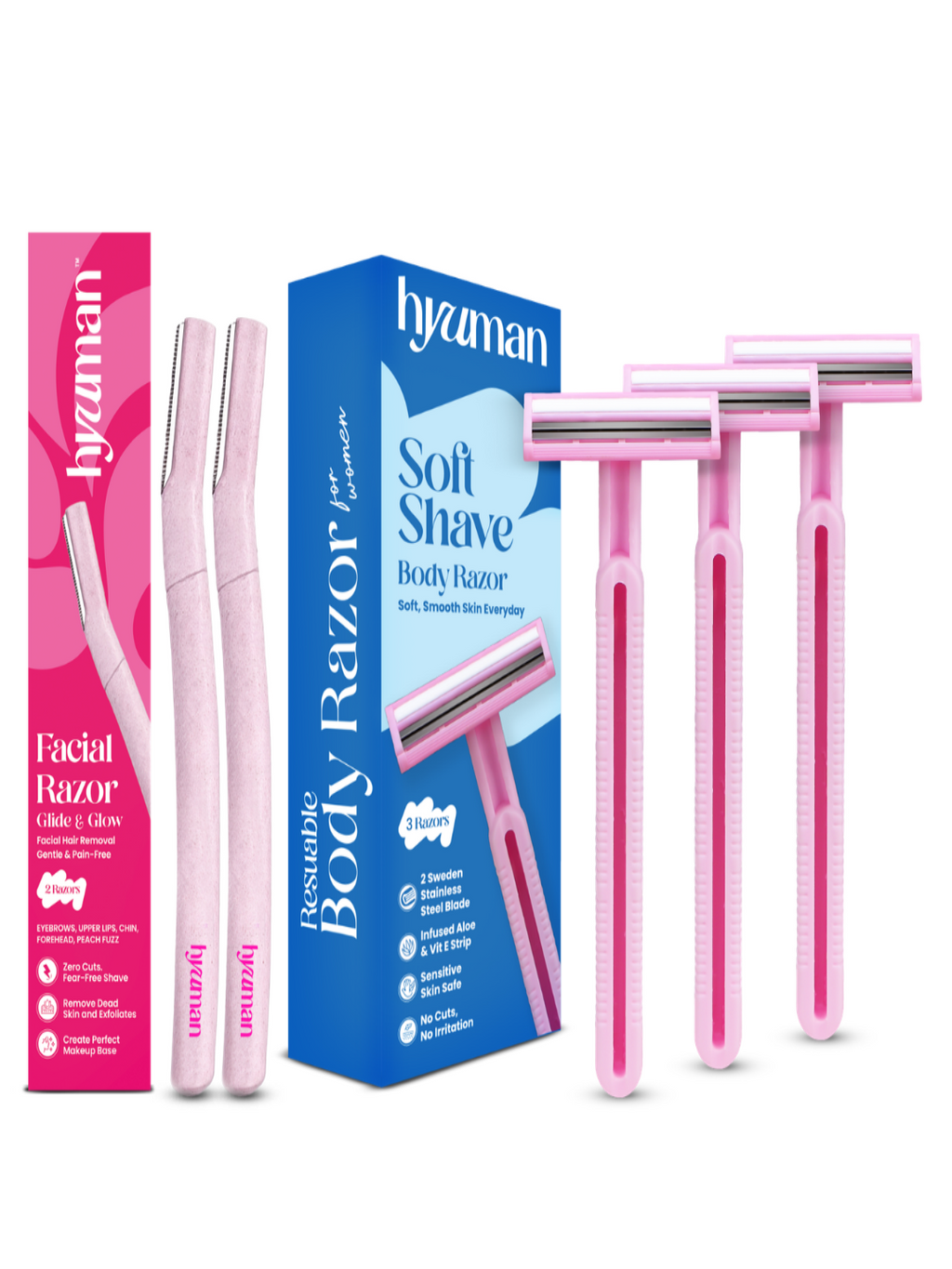 Face Razor + SoftShave Body Razor Pack of 3 for Women