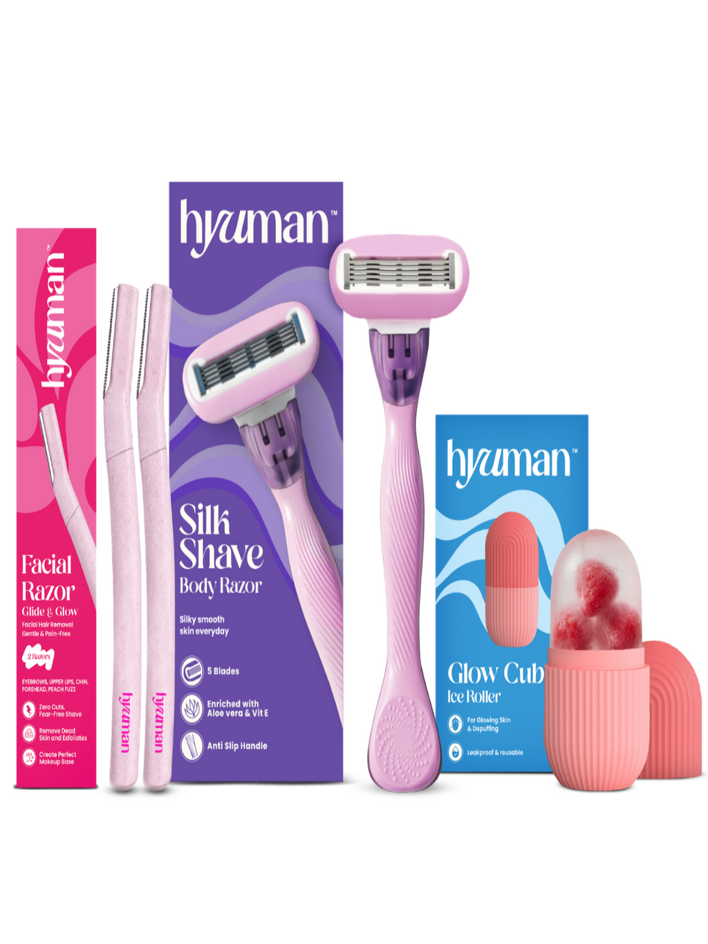 Face Razor Pack of 2 + Silkshave Razor + Ice Roller