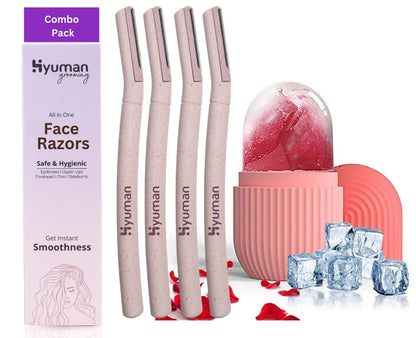 Face Razor + Ice Roller for Face Combo Pack