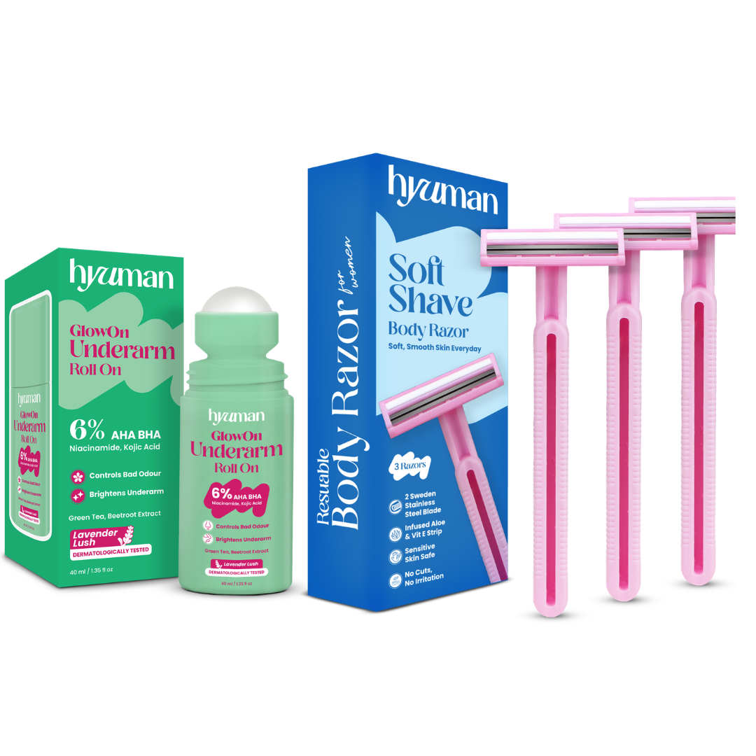 GlowOn Deodorant Roll-On 40ml with SoftShave Razor Pack of 3
