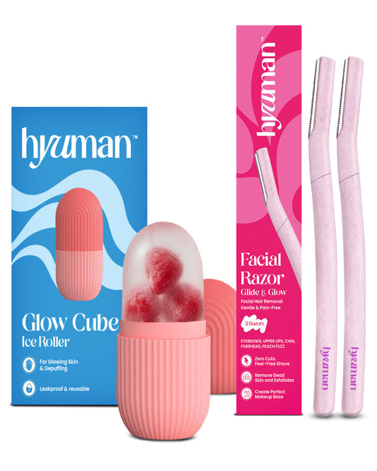 Face Razor + Ice Roller for Face Combo Pack