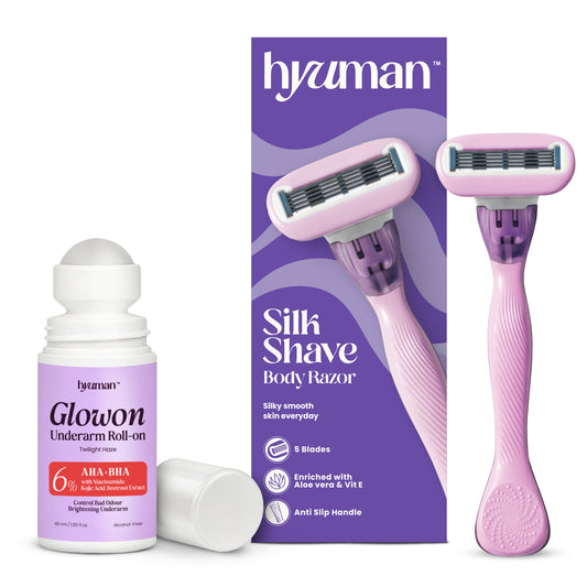 GlowOn 6% AHA BHA Roll-On 40ml & SilkShave Razor for Women