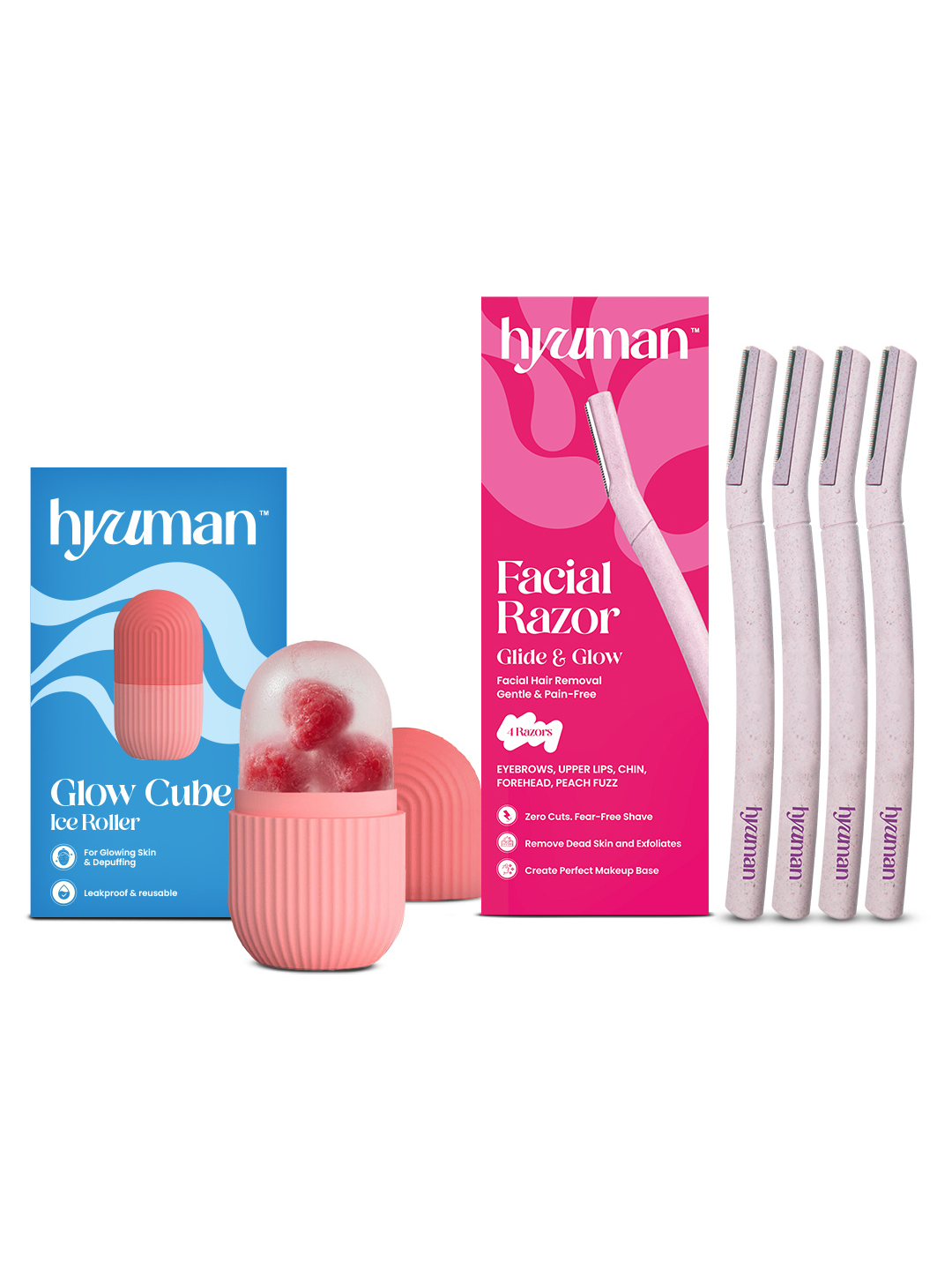 Ice Roller + Face Razor Pack of 4 Combo