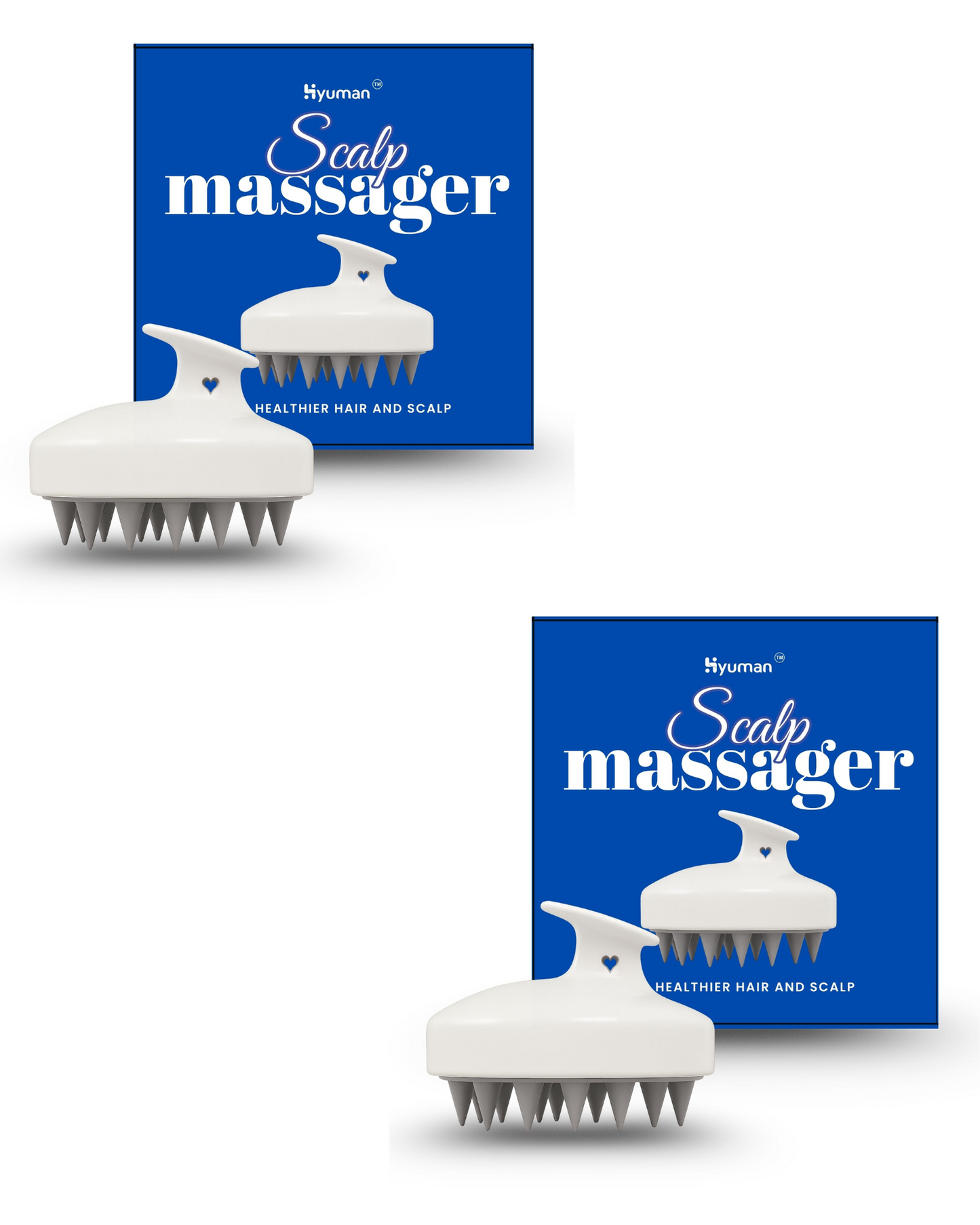 Hyuman Scalp Hair Massager, Shampoo Brush, Soft Silicone Long Bristles, Reduce Dandruff (White, Grey)