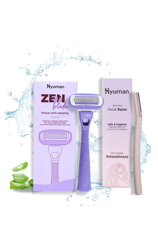 Combo pack of 1 ZenBlade Body Razor + 1 Face Razor for women