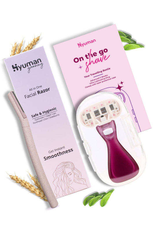 Combo pack of 1 Traveller Body Razor + 1 Face Razor for women
