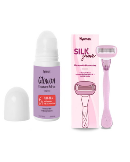 GlowOn 6% AHA BHA Roll-On 40ml & SilkShave Razor for Women