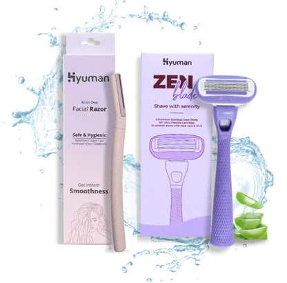 Combo pack of 1 ZenBlade Body Razor + 1 Face Razor for women