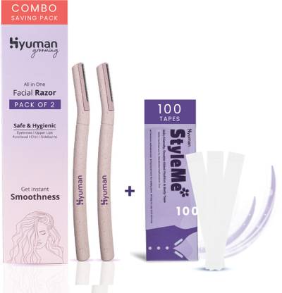 Hyuman Combo Face Razor & Clothing Tape for Women -2Unit Razors + 100Strip Fashion Tape, Women  (Pack of 2)