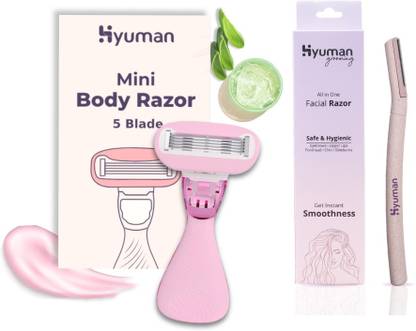 Hyuman Combo of 1 Mini Body Razor & 1 Facial Razor for Shaving ,Painless Hair Removal, Women  (Pack of 2)